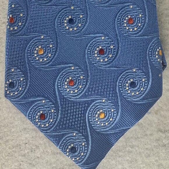 Rooster Men's Blue, Gold, Brown, Paisley Look 100% Silk Necktie - Picture 3 of 9